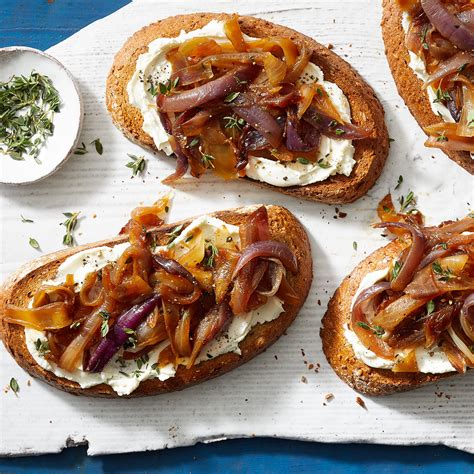 caramelized-onion-goat-cheese-toast-eatingwell image