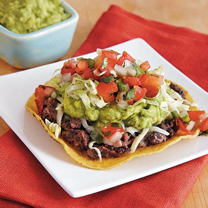 veggie-tostadas-with-black-beans-easy-guacamole image