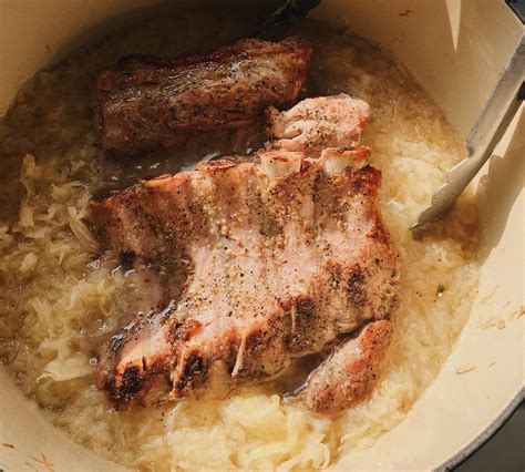 crispy-peppered-pork-ribs-and-sauerkraut-recipe-on image
