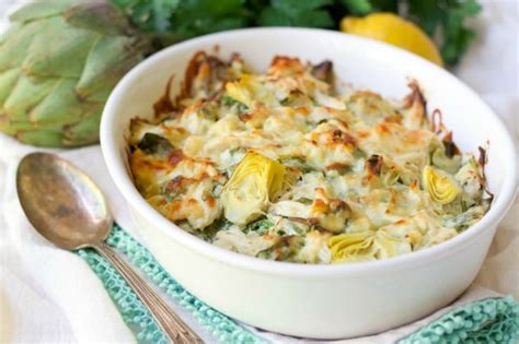 healthy-spinach-artichoke-chicken-casserole image