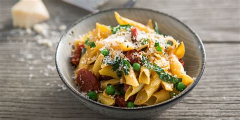 chorizo-and-pea-pasta-recipe-great-british-chefs image