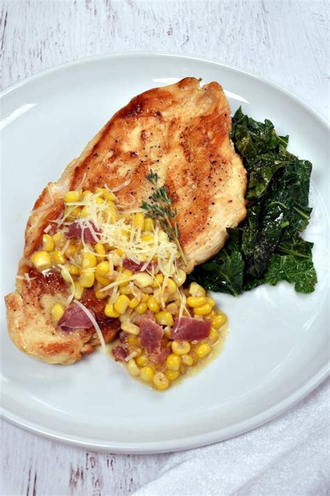 chicken-breast-with-creamy-corn-and-bacon image