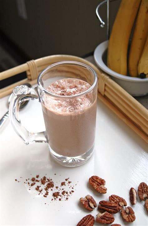 healthy-chocolate-banana-smoothie-with-pecans image