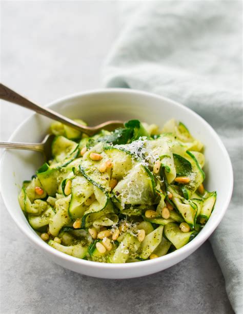 zucchini-noodles-with-pesto-pine-nuts-once image