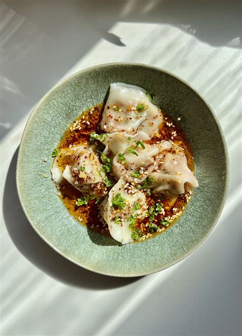 spam-dumplings-in-a-homemade-chili-oil-sauce image