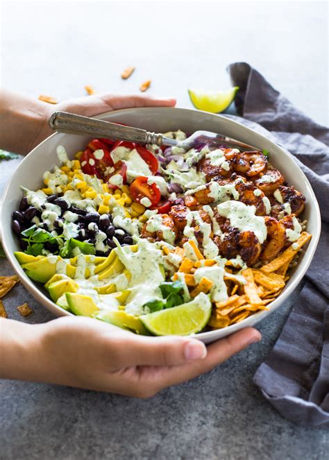 shrimp-taco-bowls-with-low-fat-creamy-cilantro-sauce image