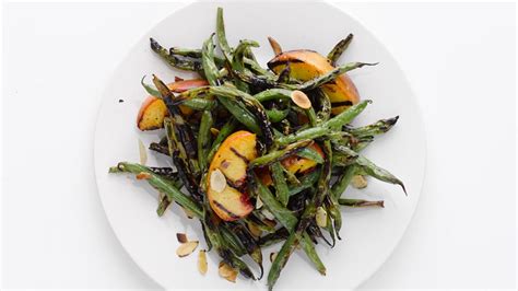 grilled-green-beans-and-peaches-recipe-bon-apptit image