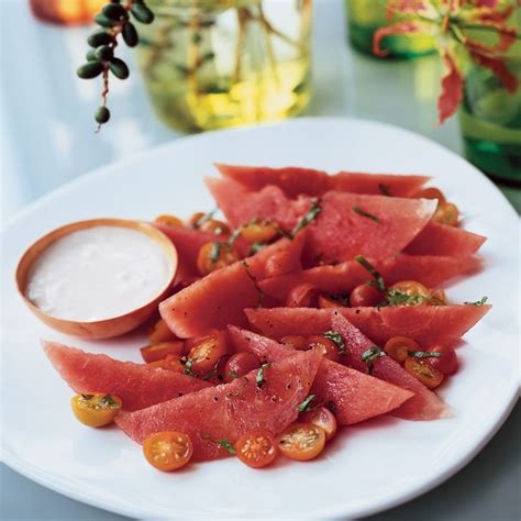 watermelon-and-tomato-salad-with-spicy-feta-sauce-food-wine image