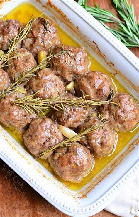 roasted-garlic-rosemary-baked-meatballs-will-cook image