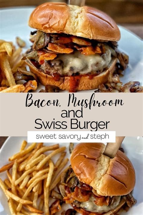 bacon-mushroom-and-swiss-burger-sweet-savory image