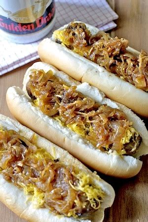 caramelized-beer-onions-and-cheddar-bratwurst image