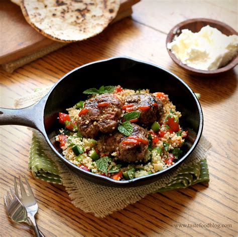 lamb-merguez-patties-with-couscous-salad-tastefood image