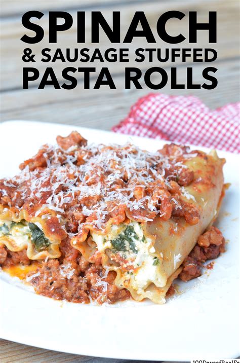 spinach-sausage-stuffed-pasta-rolls-100-days-of image