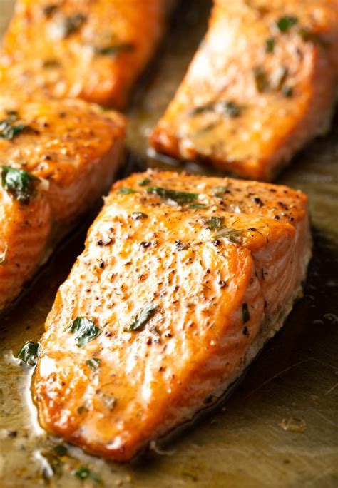 broiled-salmon-recipe-with-garlic-herb-butter-a-spicy image