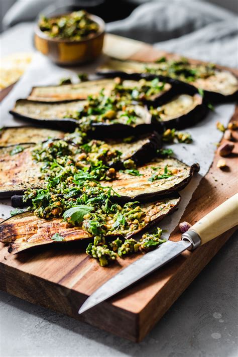 roasted-eggplant-with-pistachio-gremolata-murielle image