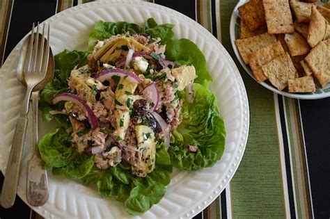 greek-tuna-salad-with-artichokes-olives-feta-an-oregon image
