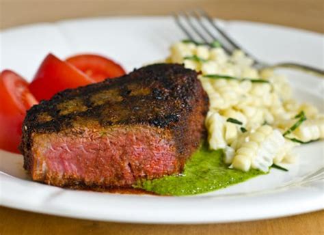 spice-rubbed-grilled-beef-tenderloin-filets-with-chimichurri image