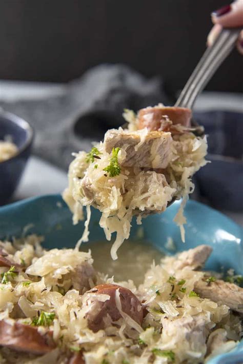 easy-instant-pot-pork-and-sauerkraut-the-crumby-kitchen image