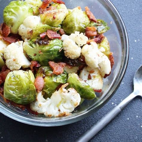 roasted-brussels-sprouts-and-cauliflower-with-bacon image
