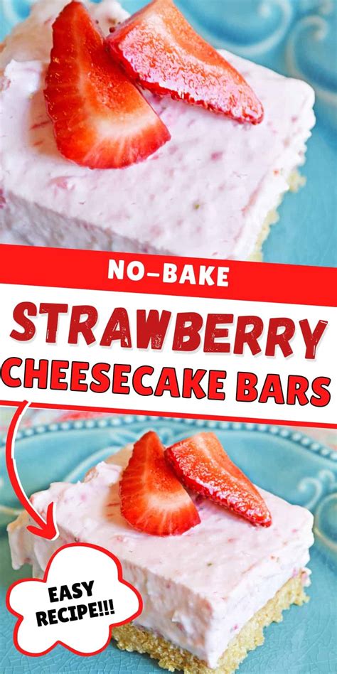 no-bake-strawberry-cheesecake-bars-easy image