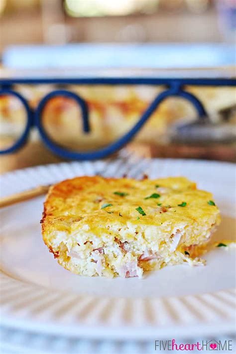 cheesy-ham-grits-breakfast-casserole-fivehearthome image