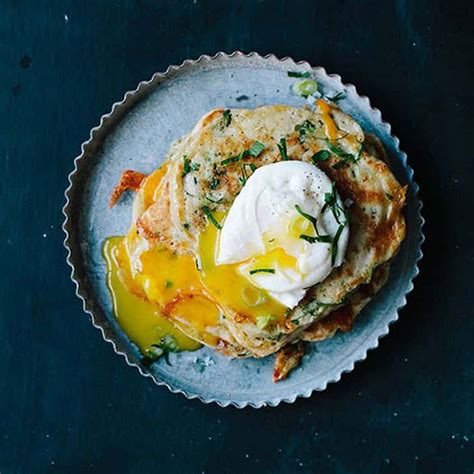 savory-vegetable-pancakes-with-poached-eggs-edible image
