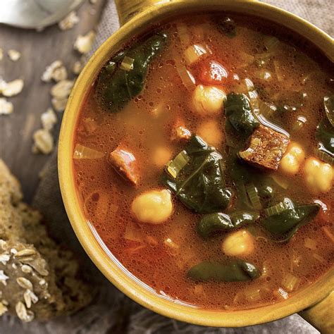 chickpea-chorizo-spinach-soup-eatingwell image