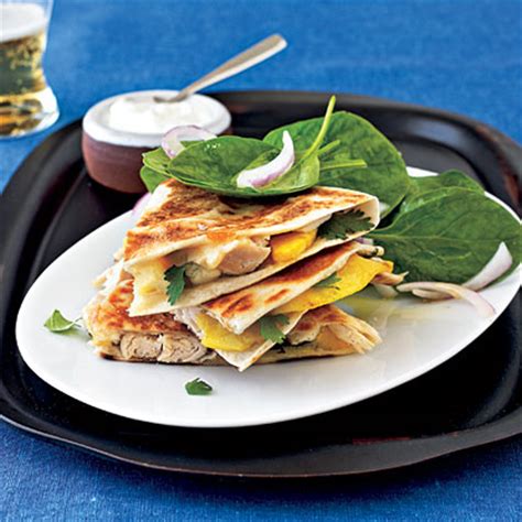 pepper-jack-chicken-and-peach-quesadillas image