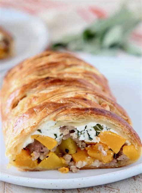 butternut-squash-sausage-strudel-with-puff-pastry-braid image