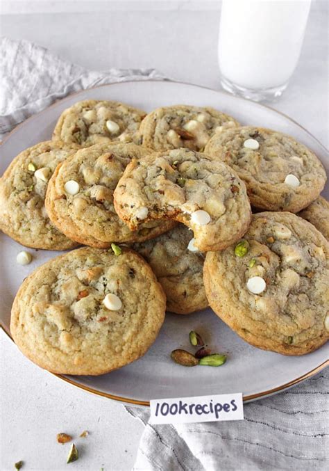 best-pistachio-white-chocolate-chip-cookies image