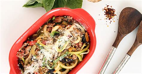 spicy-eggplant-and-sausage-zucchini-pasta-recipe-yummly image