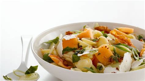 pasta-salad-with-melon-pancetta-and-ricotta-salata image