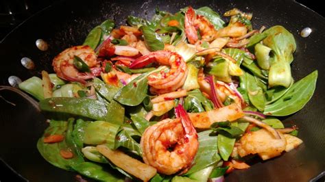 spicy-red-chili-shrimp-saut-with-asian-veg-and-rice image