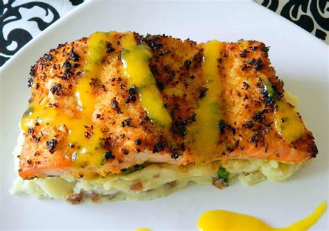 coconut-crusted-salmon-with-mango-rum-sauce image