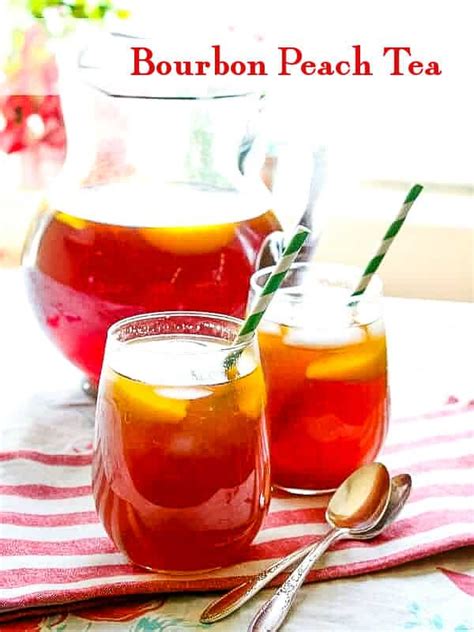bourbon-peach-tea-perfect-summer-cocktail-in-a-pitcher image