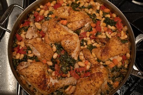skillet-chicken-with-white-beans-and-kale-feeding image