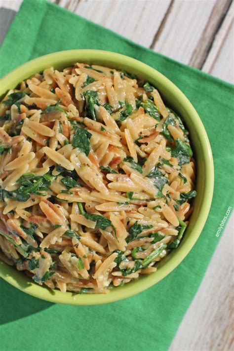 spinach-and-parmesan-orzo-emily-bites image