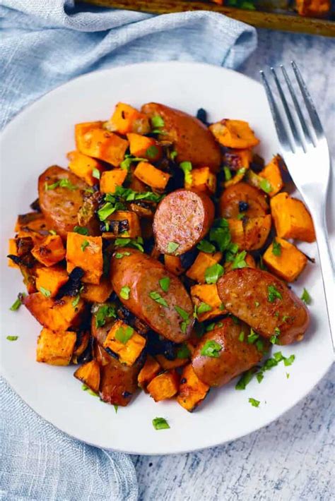 sheet-pan-sausage-and-sweet-potatoes-bowl-of-delicious image