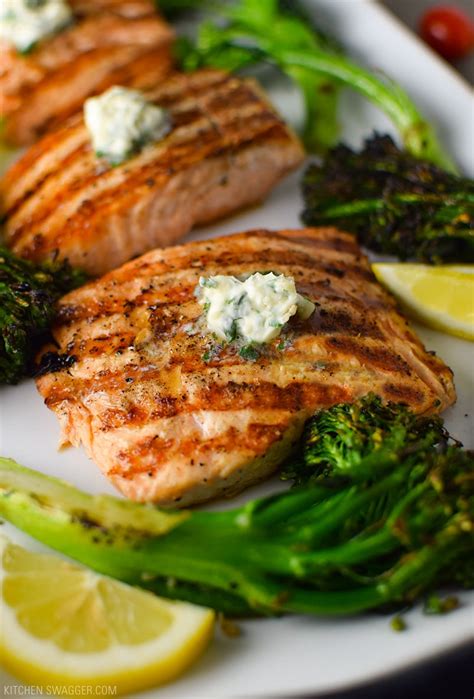 grilled-salmon-with-basil-butter-recipe-kitchen-swagger image