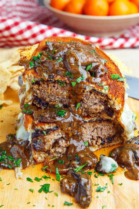 salisbury-steak-grilled-cheese-with-mushroom-gravy image