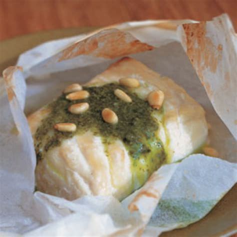 halibut-in-parchment-with-basil-oil-williams-sonoma image