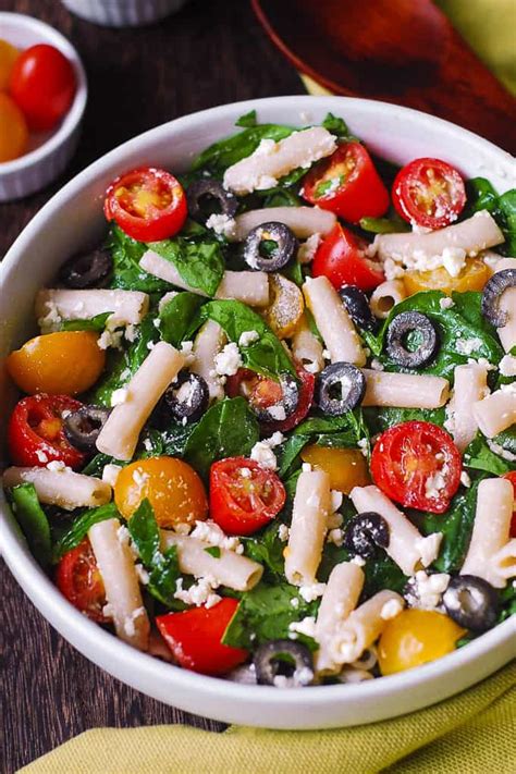 greek-pasta-salad-with-spinach-julias-album image