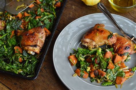 one-pan-roasted-chicken-with-broccoli-rabe-and-sweet image
