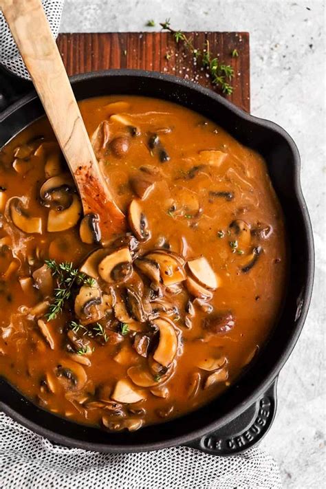 mushroom-sauce-with-rich-gravy-from-scratch-savory image