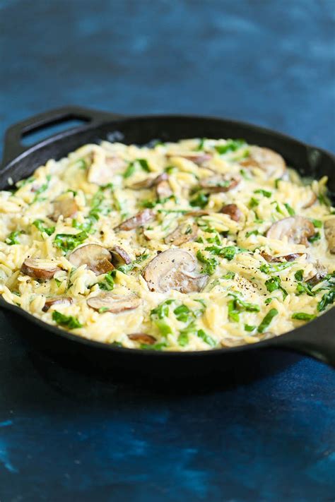 creamy-mushroom-spinach-orzo-damn-delicious image