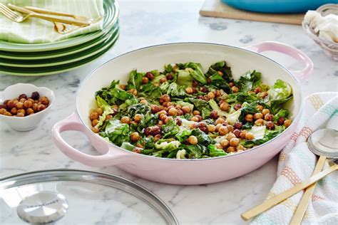 wilted-escarole-with-crispy-chickpeas-le-creuset image