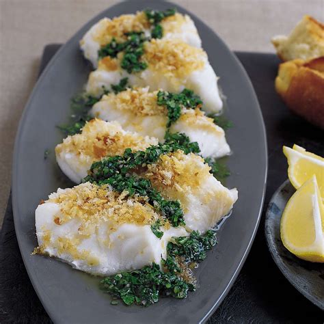 roasted-halibut-with-fresh-herb-sauce-food-wine image