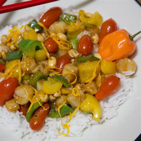 kung-pao-stir-fry-with-bay-scallops-plum-tomatoes image