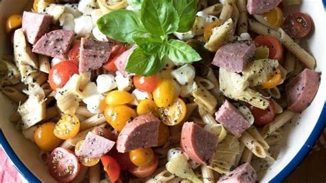 caprese-pasta-salad-with-sausage-all-she-cooks image