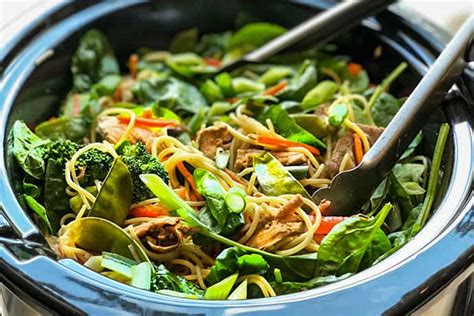 easy-and-healthy-slow-cooker-pork-lo-mein-with-veggies image